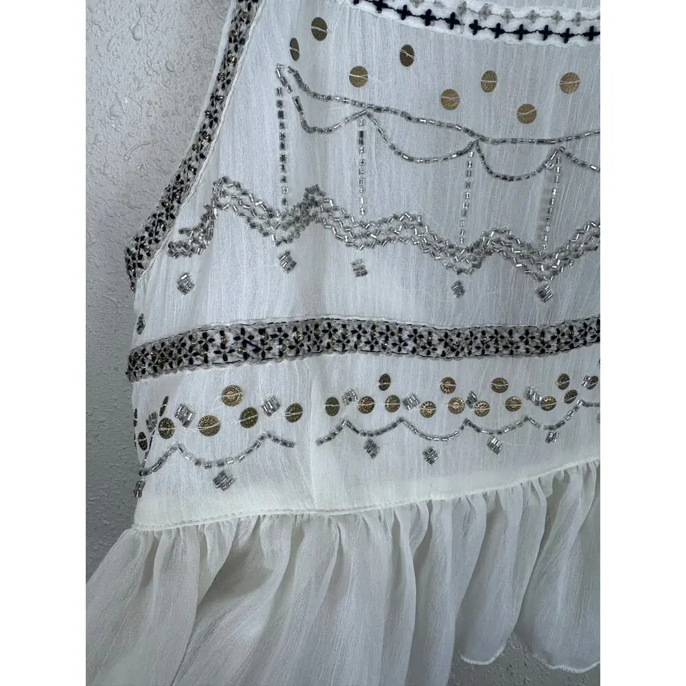 Free People Camille Silky Embroidered Camisole Womens Size Small